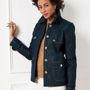TALBOTS REFINED DENIM SHORT TRENCH COAT